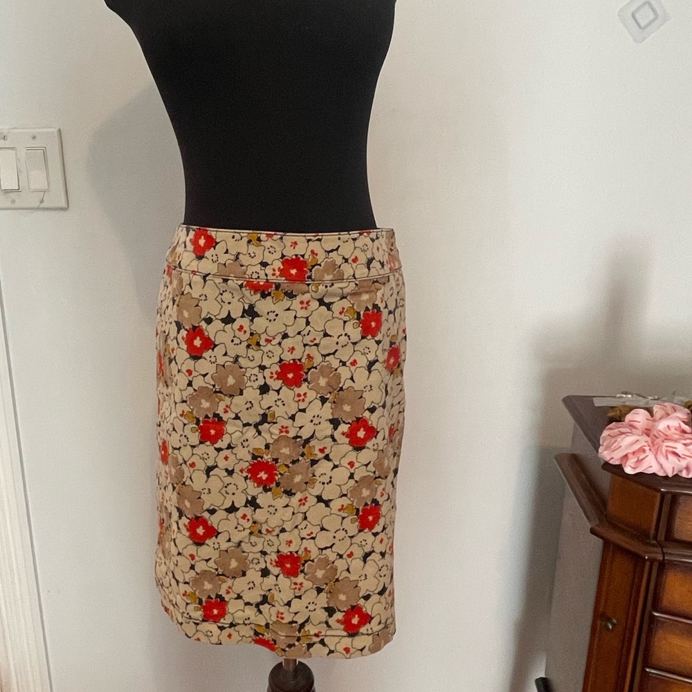 Size 0 Ann Taylor Loft corduroy floral skirt perfect for work